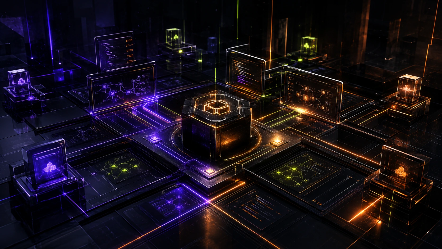 Detailed application development environment showing product architecture, interface systems, and engineering workflow.
