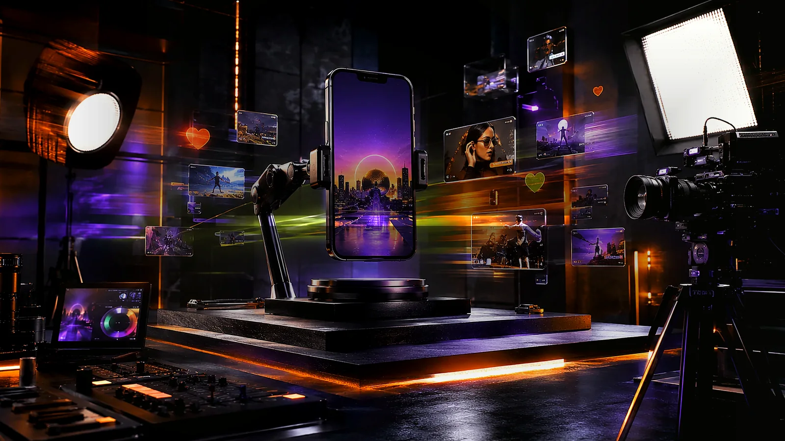 Social media content engine with mobile video production and campaign creative
