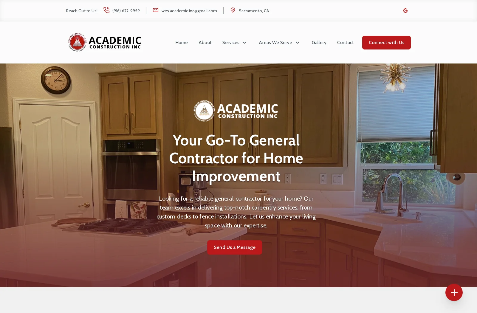 Academic Construction live website desktop preview