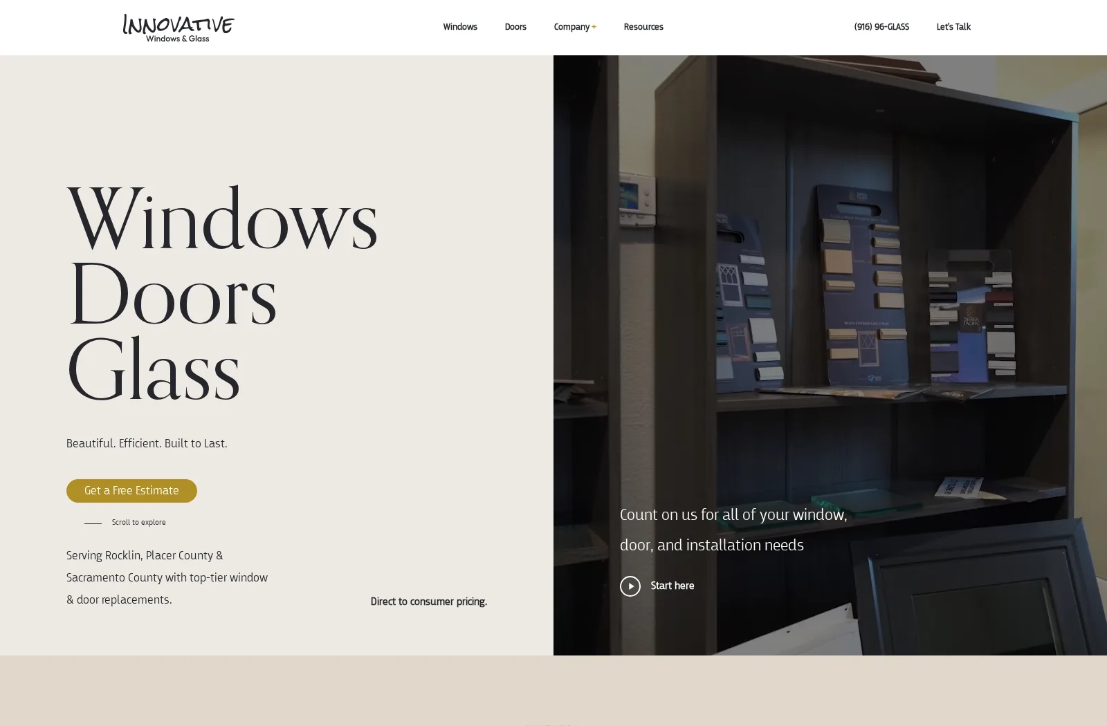 Innovative Windows & Glass live website desktop preview