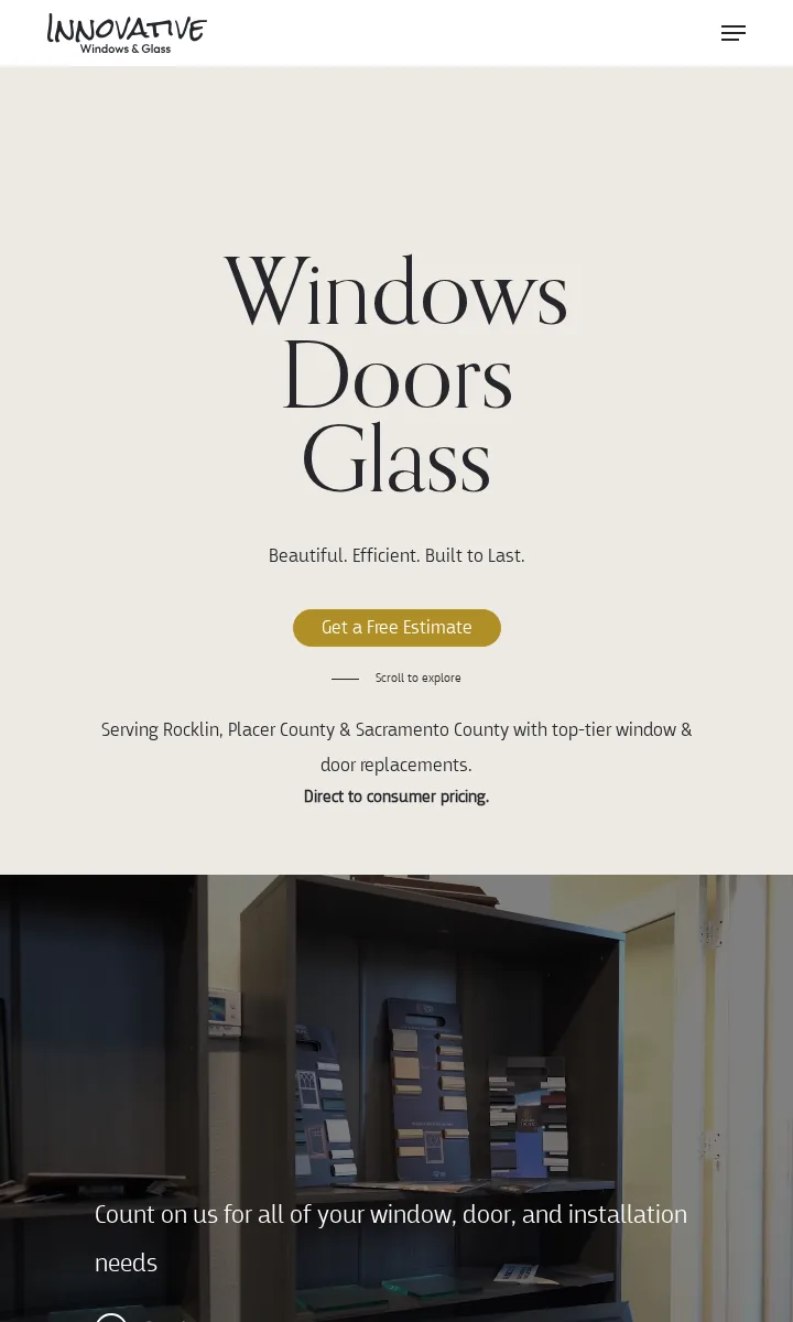 Innovative Windows & Glass live website mobile preview