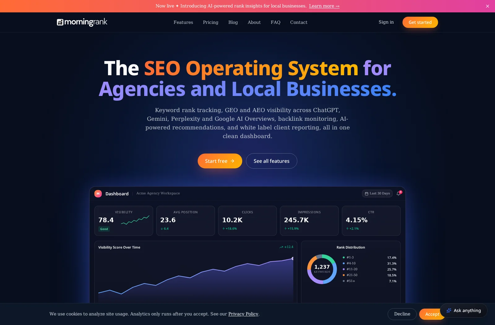 MorningRank live website desktop preview