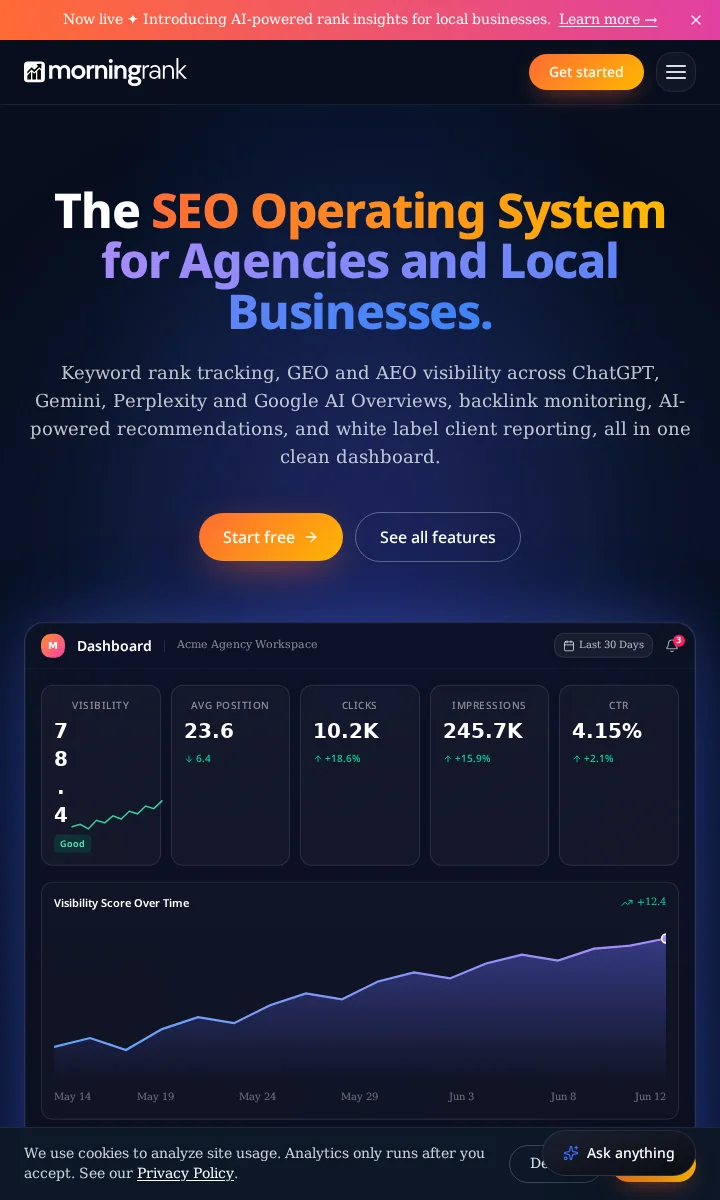 MorningRank live website mobile preview