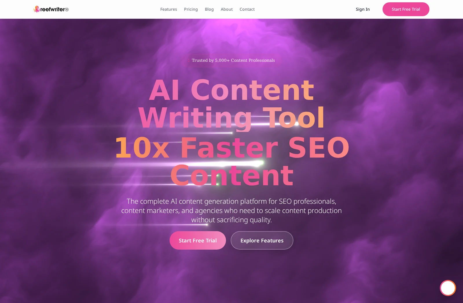 Reef Writer live website desktop preview