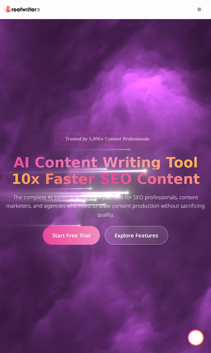 Reef Writer live website mobile preview