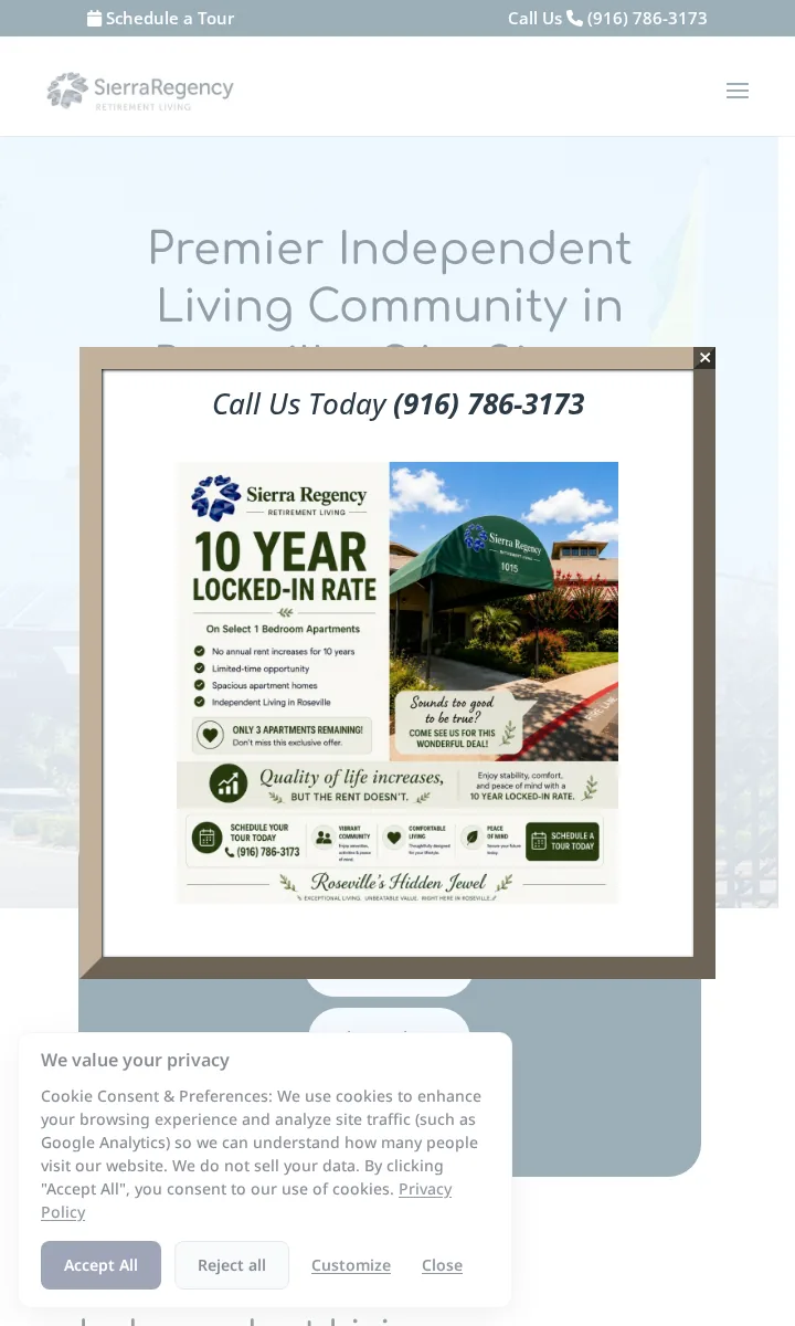 Sierra Regency live website mobile preview