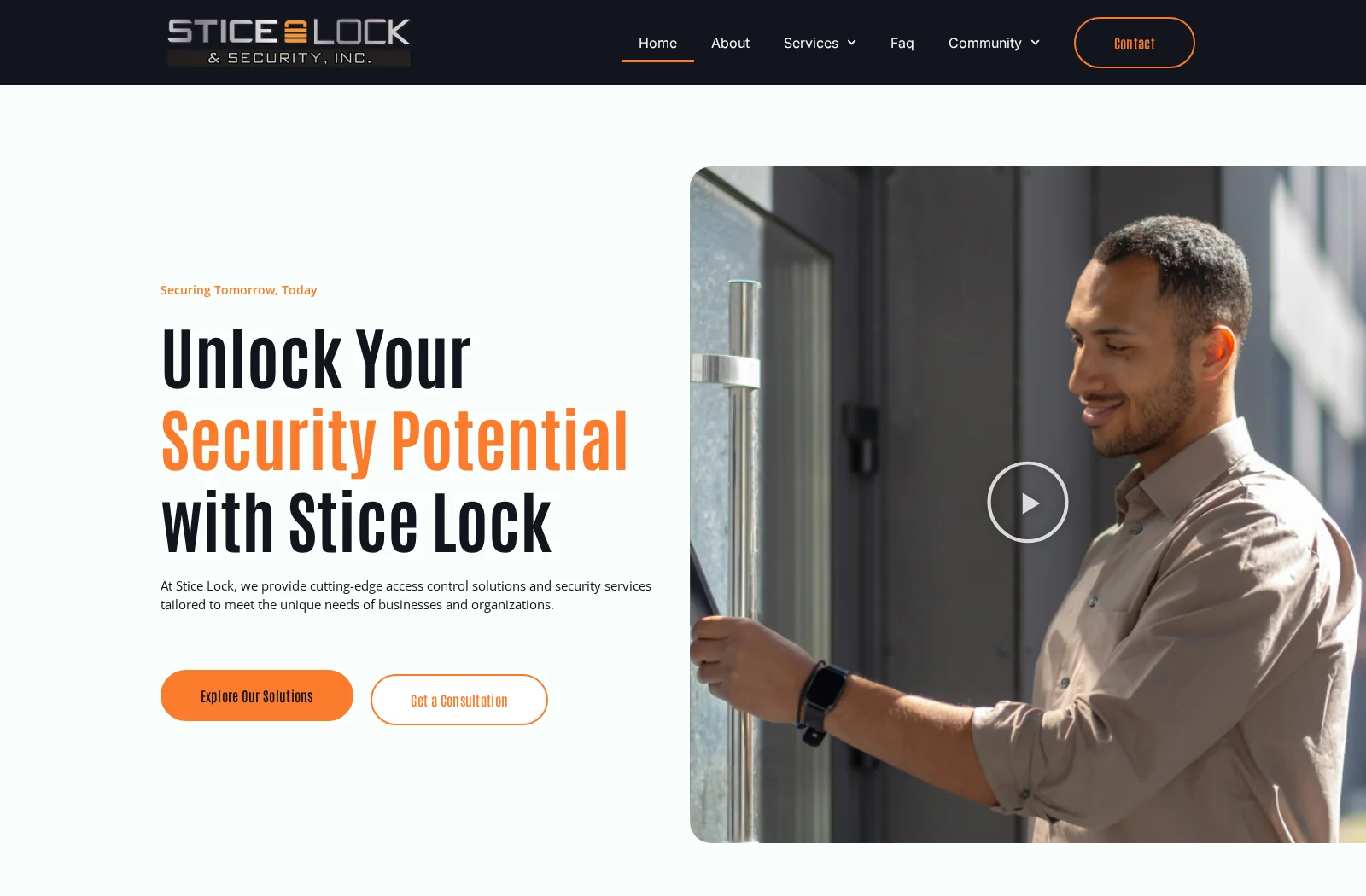 Stice Lock live website desktop preview