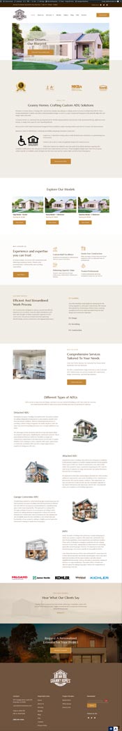 granny homes adu website design
