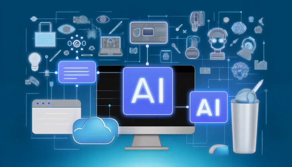 Illustration of AI tools enhancing web design processes.