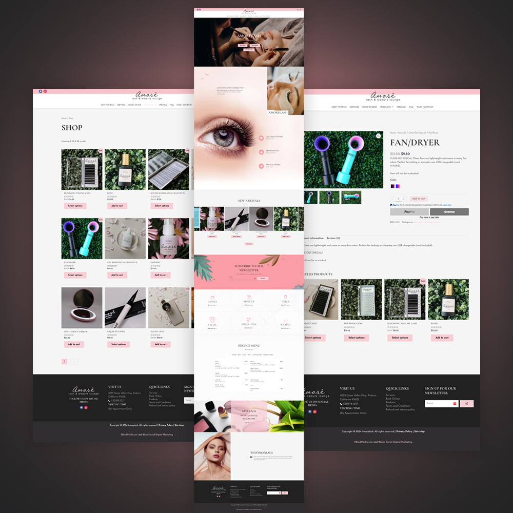 Amore Lash website showcase Website Design