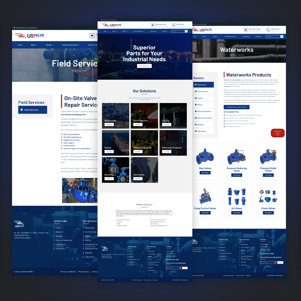 us valve supply website showcase Website Design