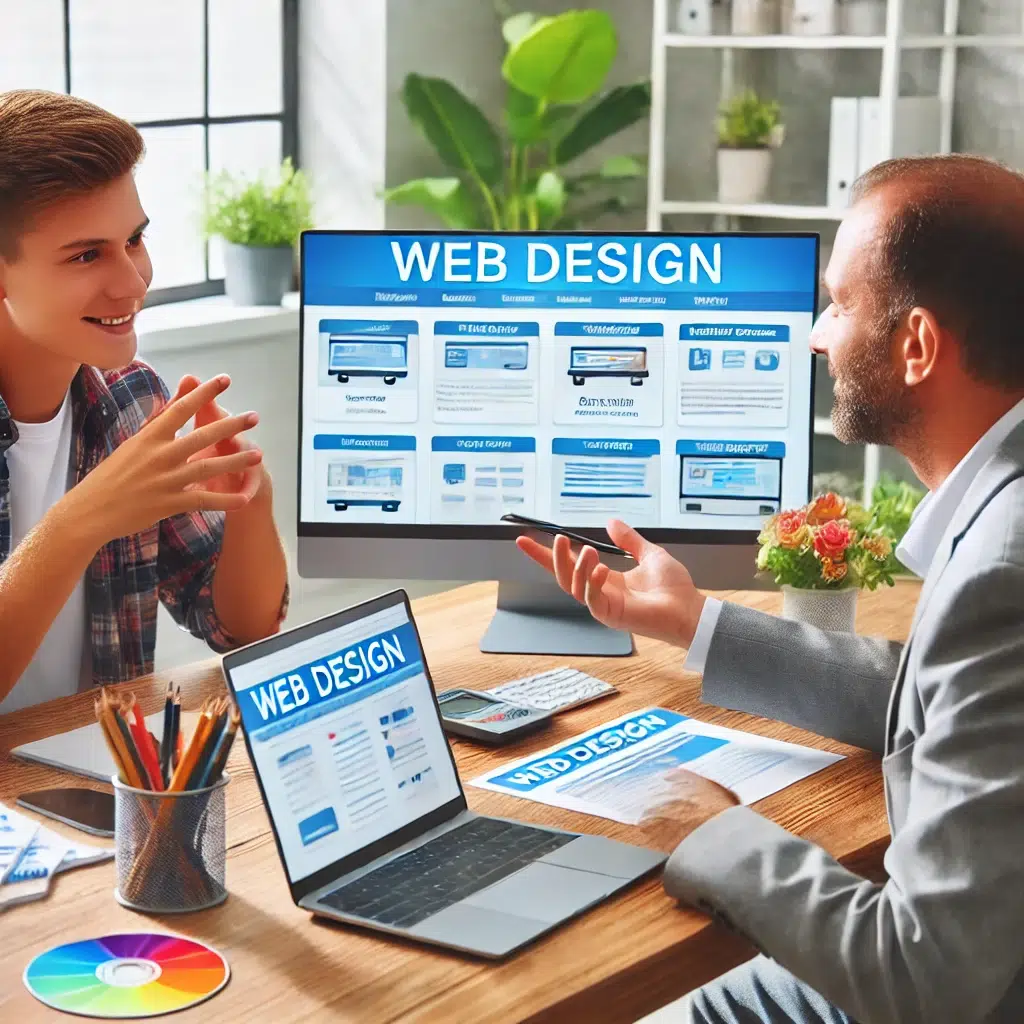 Web design consultation with a local business owner